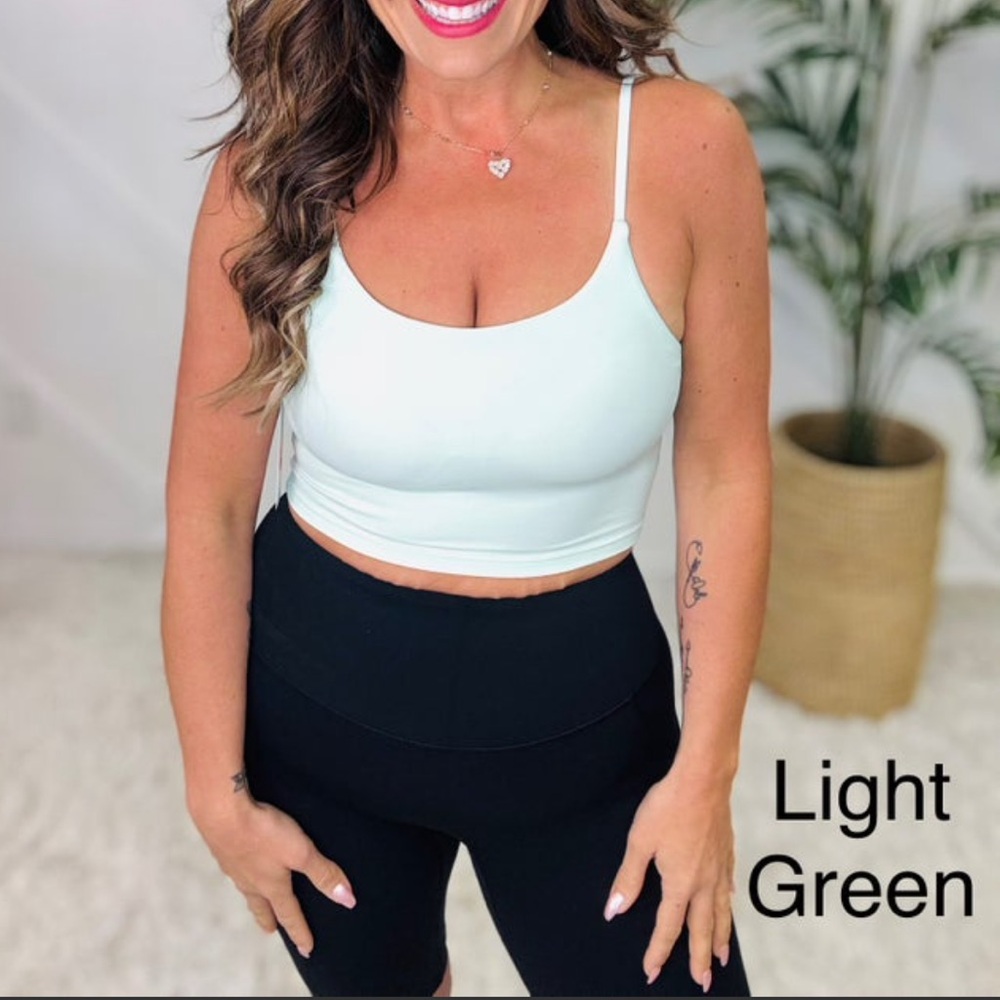 New Sodalemon Lifting Bralette Light Green Cropped Tank Top Size Large